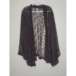 Catherines brown open knit open front boho casual cardigan plus size 5x NWT